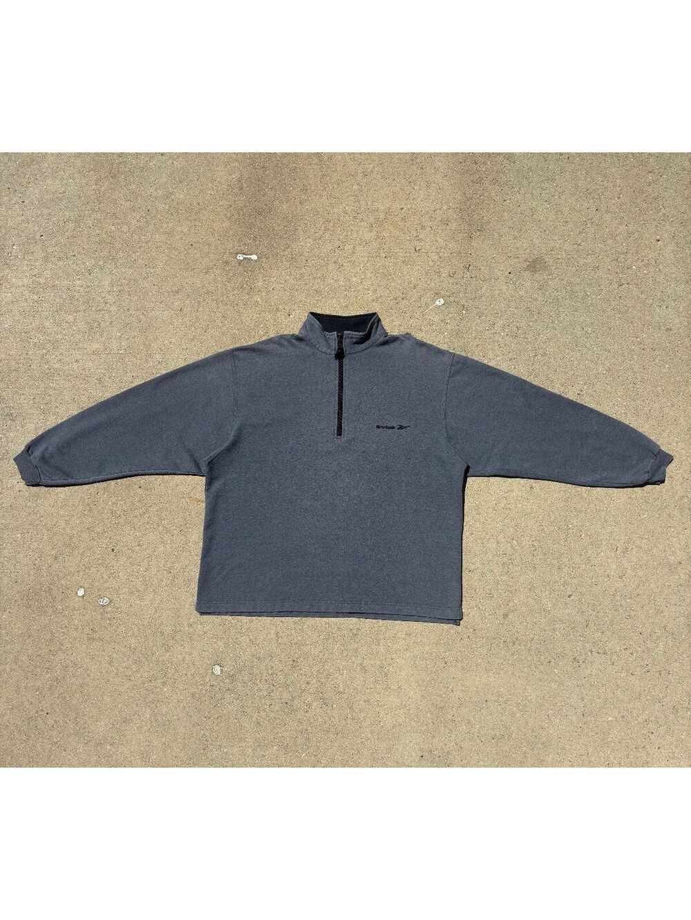 Vintage Reebok Gray Faded Quarter Zip Pullover Sweatshirt